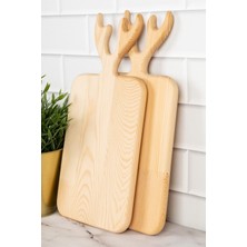 2'li Ahşap Geyik Temalı Kesme ve Sunum Tahtası Seti