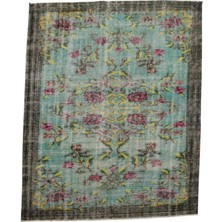 Kilim Antik El Dokuma Çiçekli Eskitme Yün Salon Halısı 0541 - Vintage - Çok Renkli