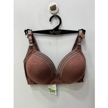 Nergiz Kadın Balensiz Pamuklu Toparlayıcı Şerit Detaylı Kahverengi Sütyen