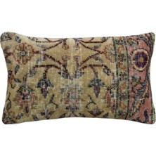 Kilim Antik El Dokuma Dekoratif Lumbar Halı Kırlent Yastık Kılıfı 1010 - Vintage - Çok Renkli