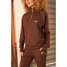 Modal Kumaş Yaka Fermuarlı Biye Detaylı Ikili Kadın Takım 4007