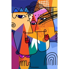 Canlı Renklerde Modern Pop-Soyut Çift Figür Kanvas Tablo