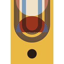 Sarı Arka Planlı Retro Geometrik Çizgiler Modern Kanvas Tablo