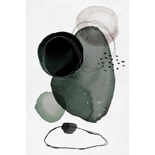 Yeşil ve Gri Tonlarda Minimal Soyut Kanvas Tablo