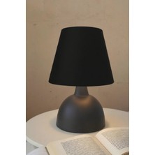 Feyza Design Şık Metal Gövde Çanak Abajur, Kumaş Başlık, Modern Dekorasyon Parçası