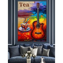 Artmeg Müzik Gitar Soyut Renkler Dekoratif Kanvas - Mdf Ahşap Tablo