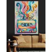 Tablomega Retro Kaset Çalar Renkli Dekoratif Kanvas - Mdf Ahşap Tablo