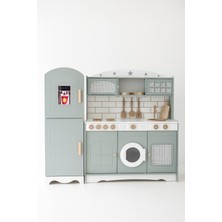 Rattan Ahşap Mutfak ve Buzdolabı Seti, Şık ve Eğlenceli Tasarım