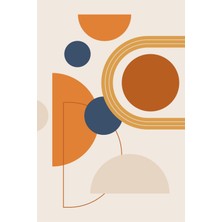 Turuncu, Lacivert ve Bej Tonlarda Modern Geometrik Kanvas Tablo