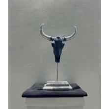 Lamazif Dekoratif Boğa Kafatası Biblo – 37X15 cm Polyester Obje, Modern Rustik
