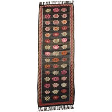 Kilim Antik El Dokuma Çiçekli Kirman Karabağ Yolluk Yün Kilim 0605 - Yeni - Çok Renkli