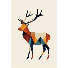 Geometrik Geyik Kanvas Tablo