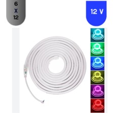 Powerr Led Aydınlatma 12 Volt 6X12 mm Esnek Neon LED Rgb 5 Metre
