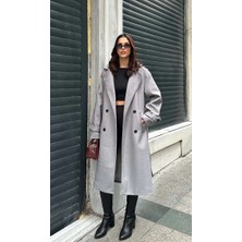 Zeynep Öykü Style Kadın Oversize Apolet Detay Kaşe Kaban Palto
