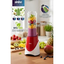 300W Smoothie Blender & 570 ml Tritan Sporcu Matara, Kırmızı