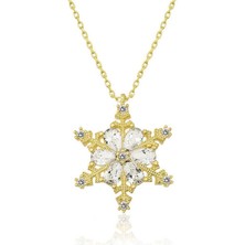 Özcömert Silver Gümüş Gold Kar Çiçeği Bayan Kolye