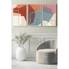Geometrik Renk Blokları 3’lü Kanvas Tablo