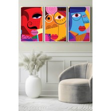 Renkli Soyut Portreler 3’lü Set Kanvas Tablo