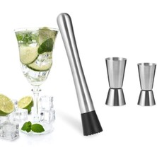Feyza Design Fünke Mohito Tokmağı Jigger 2/4 cl ve 3/6 cl Çelik Set