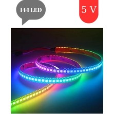 Powerr Led Aydınlatma 5 Volt IC2812 Argb Pixel Magic Kayar 144 LED IP20 Iç Mekan 1 Metre Şerit LED