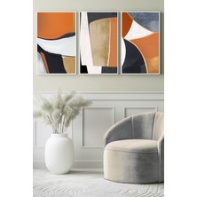 Sıcak Tonlarda Modern Soyut Üçlü Kanvas Tablo
