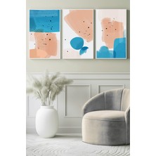 Turkuaz Eskiz Minimal 3’lü Kanvas Tablo