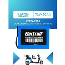 Electroll Vesta 2250 Uyumlu Batarya (Standart Kapasite) Lifepo4 72V 20AH Elektrikli Motorsiklet Bataryası