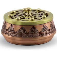 Efsoon Organics El Yapımı Üzüm Desenli Büyük Boy Kulpsuz Bakır Buhurdanlık 12,5 cm