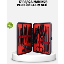 17 Parça Profesyonel Manikür Pedikür Seti Paslanmaz Çelik Siyah Kutu - EC001Z-569C82