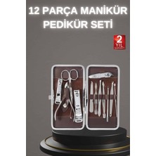 12 Parça Paslanmaz Çelik Kompakt ve Taşınabilir Manikür Makası Tırnak Makası - EC001Z-568C2