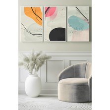 Serbest Akış Soyut Formlar 3’lü Kanvas Tablo