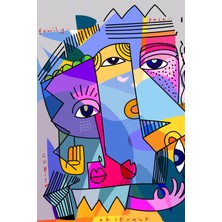 Kübist Aile Figürleri Soyut Kanvas Tablo