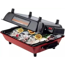 Büyük Elektrikli Izgara 35X25 Cm, Emaye Gövde ve Tepsi, Mangal ve Barbekü Keyfi