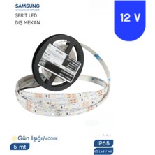 Powerr Led Aydınlatma 12 Volt 2835 Samsung 60 LED 4000 K Naturel Beyaz Dış Mekan 5 Metre Şerit LED IP65