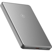 Uk Samsung S24 Plus Uyumlu Magsafe 5000MAH Ultra Ince Powerbank Kablosuz Hızlı Şarj-Titanyum Gri