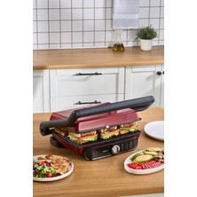 2400W Izgara ve Tost Makinesi Kırmızı, Pratik ve Şık Tasarım