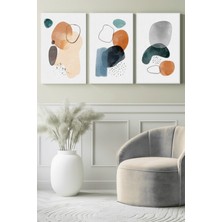 Pastel Harmoni Soyut Formlar 3’lü Kanvas Tablo
