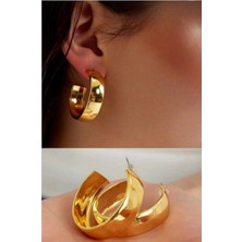 Design 4N Kadın Parlak Halka Küpe