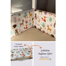 Orman Desenli 80X130 Beşik Kenar Koruma 4 Parça, Montessori Güvenli Bariyer