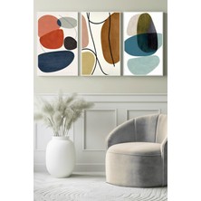 Toprak ve Deniz Tonlarında Organik Formlar 3’lü Kanvas Tablo