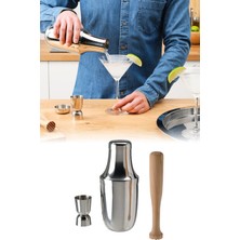 Feyza Design Shaker ve Jigger Seti, 3 Parça, Kokteyl Hazırlama Seti, Şık ve Kullanışlı