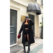 Zeynep Öykü Style Kadın Oversize Apolet Detay Kaşe Kaban Palto