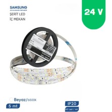 Powerr Led Aydınlatma 24 Volt 2835 Samsung 60 LED 6500 K Beyaz Iç Mekan 5 Metre Şerit LED
