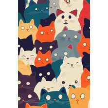 Renkli Kedi Kalabalığı Kanvas Tablo