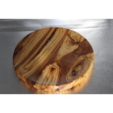 Doğal Zeytin Ağacı Kasesi ve Sunum Tahtası, Şık Pizza Tabağı Seti