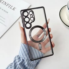 Samsung Galaxy S25 Ultra Kılıf Kamera Lens Korumalı Renkli Magsafe Şeffaf Silikon Siyah