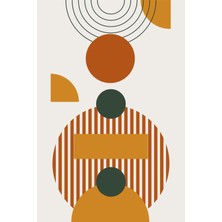 Turuncu ve Koyu Yeşil Tonlarda Modern Geometrik Kanvas Tablo