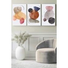 Pastel Tonlarda Organik Formlar 3’lü Kanvas Tablo