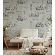 Cafe Harfli Şehirli Krem 16 M2 Duvar Kağıdı 10362-1