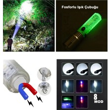 El Feneri 8 Mod Şarjlı Fosforlu Mıknatıslı LED El Feneri